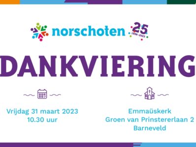 Uitnodiging dankviering 25 jaar jubileum Norschoten